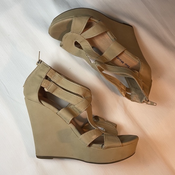 Top Moda Wedges in Tan - Picture 6 of 6